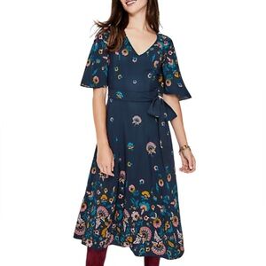 Boden Floral Navy Dress 14 ,EUC
